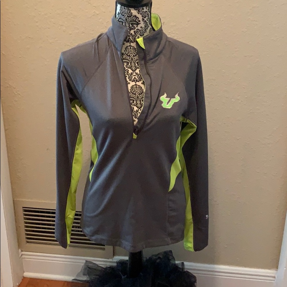 USF Grey/Green Sports Pullover - Quarter zip
